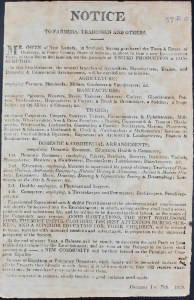 Document inviting families to live at New Harmony.