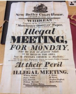 Handbill warning the public not to attend the 'illegal' meeting planned for August 9th.