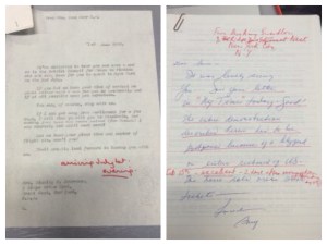 Images of Kerr’s correspondence with WSP activist Amy Swerdlow