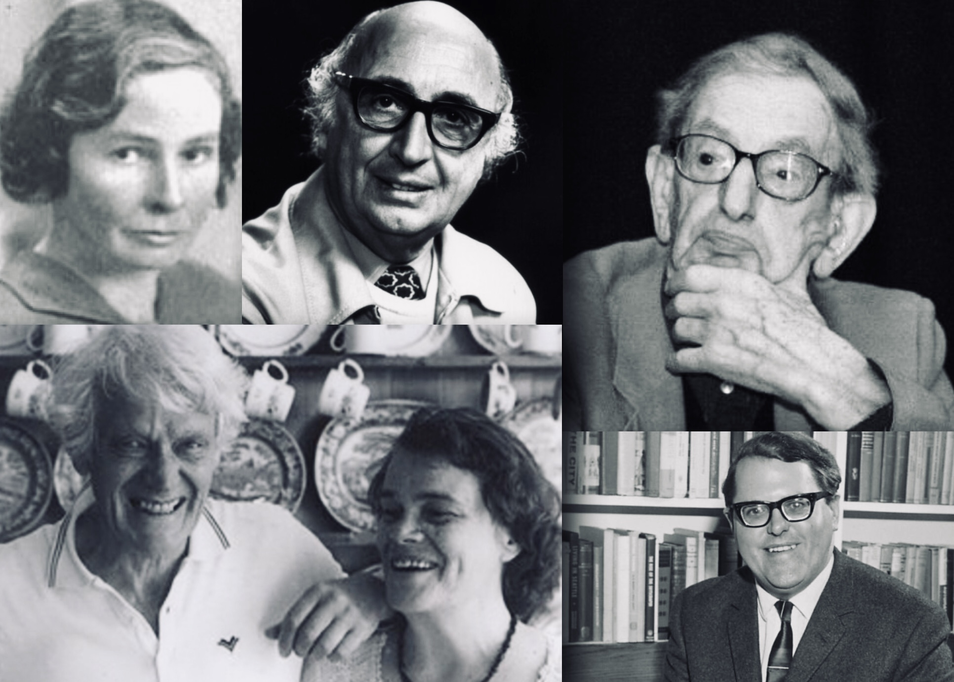 Collage of portrait photos showing well known early contributors to the SSLH Bulletin.