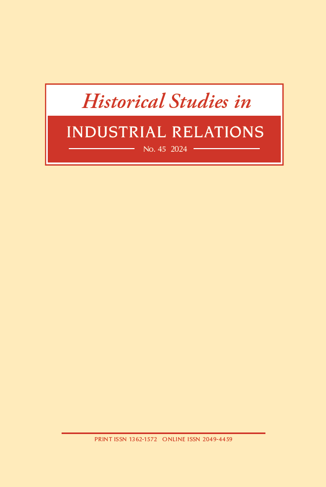 Front cover of academic journal with title 'Historical Studies in Industrial Relations@.